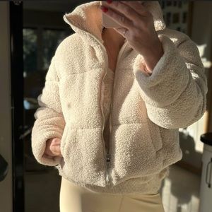 New Zara fleece crop puffer jacket size M